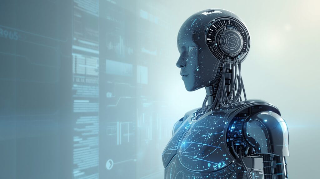 Futuristic AI robot symbolizing Agentic AI technology.