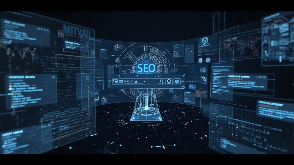AI model processing SEO content using GEO algorithms for smarter search visibility.