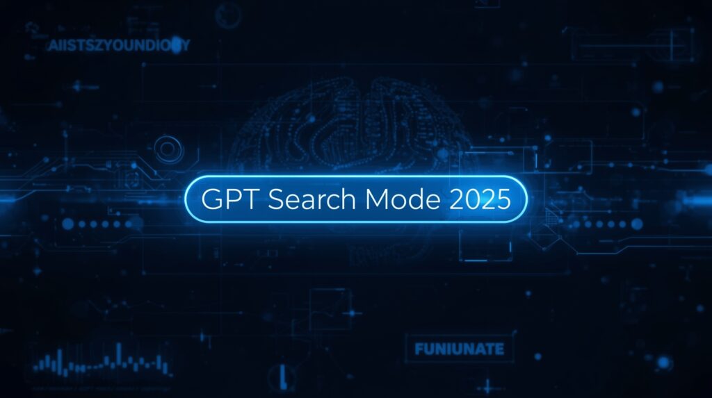 GPT Search Mode Update 2025 futuristic AI interface scanning real-time data for smarter search result