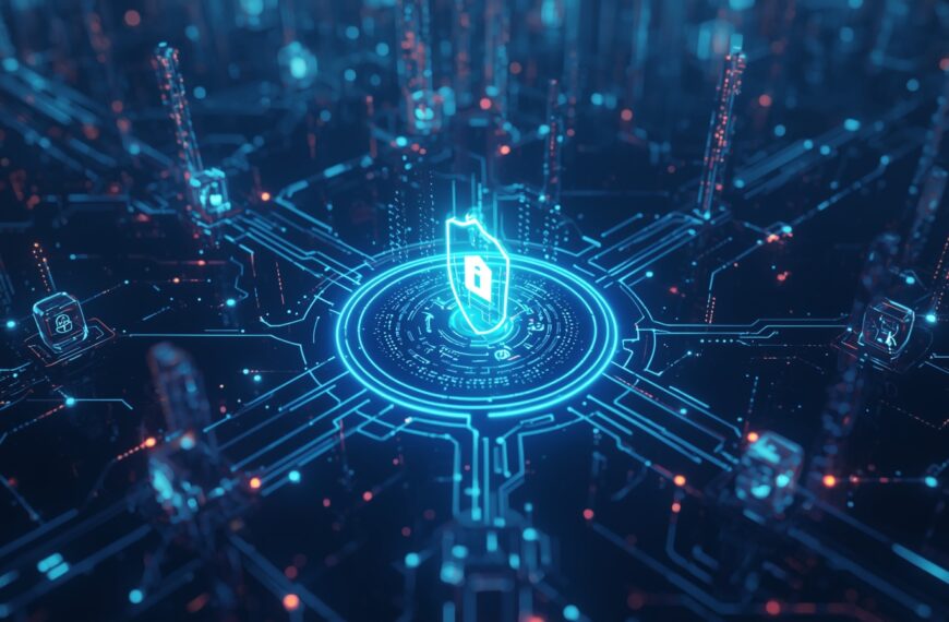 AI-powered cybersecurity shield protecting digital networks — Generative AI Cybersecurity 2025