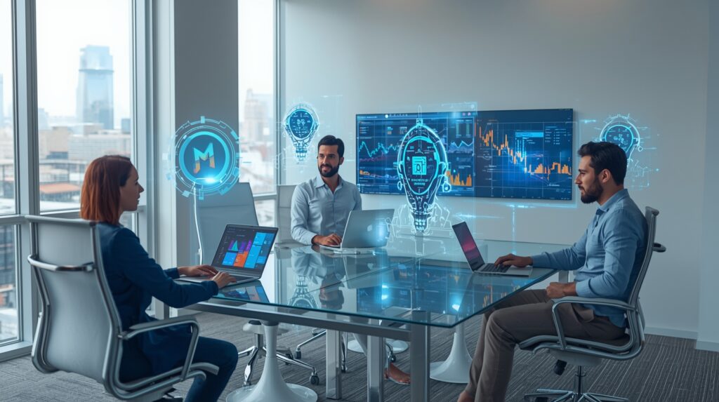 Agentic AI assisting business operations with autonomous data analysis and smart automation.