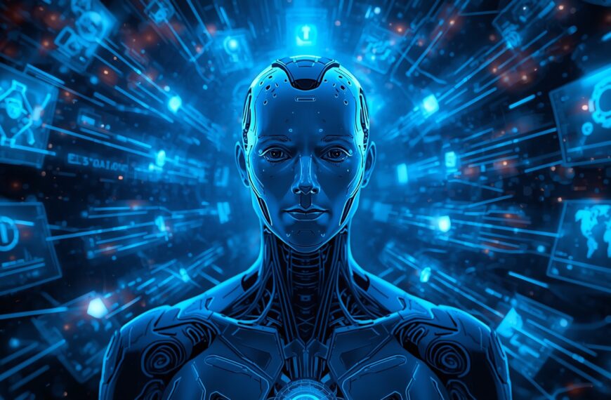 Agentic AI 2025 – futuristic autonomous artificial intelligence making smart decisions in a digital world.