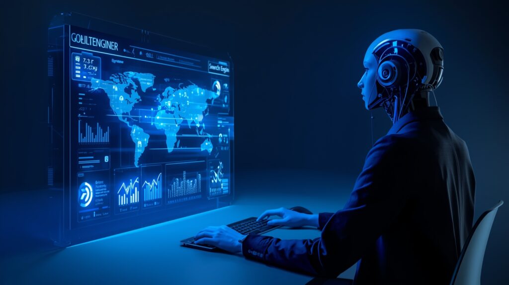 AI Search Engine 2025 futuristic interface illustration