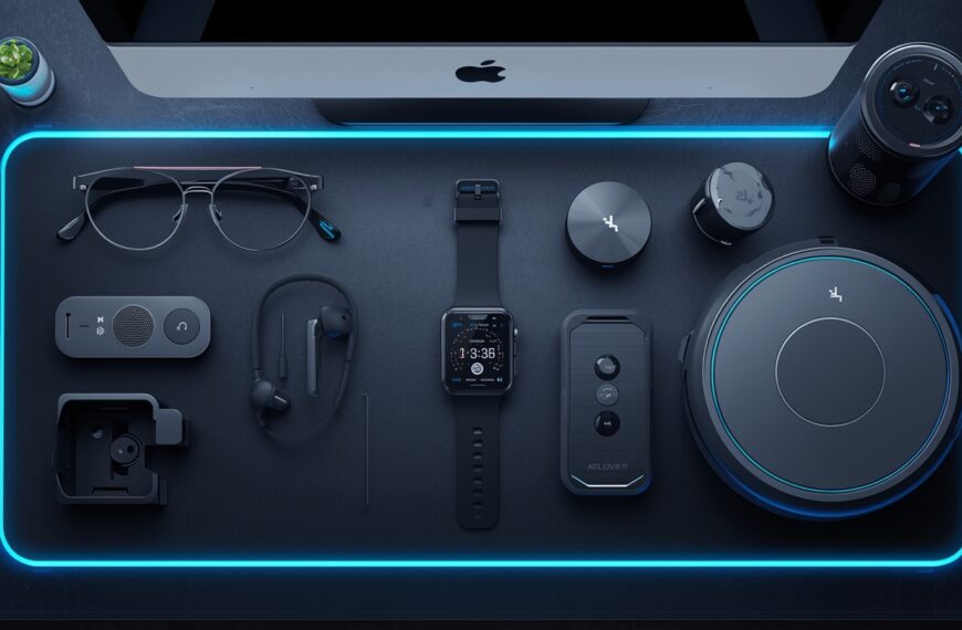 AI gadgets 2025 collection including smart glasses, earbuds, smart hub and robot vacuum