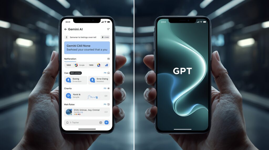 Gemini vs GPT core technology difference illustrated on two mobile screens